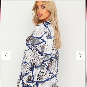 Animal Print Button Up Tunic Blouse Dress by BooHoo Size 22